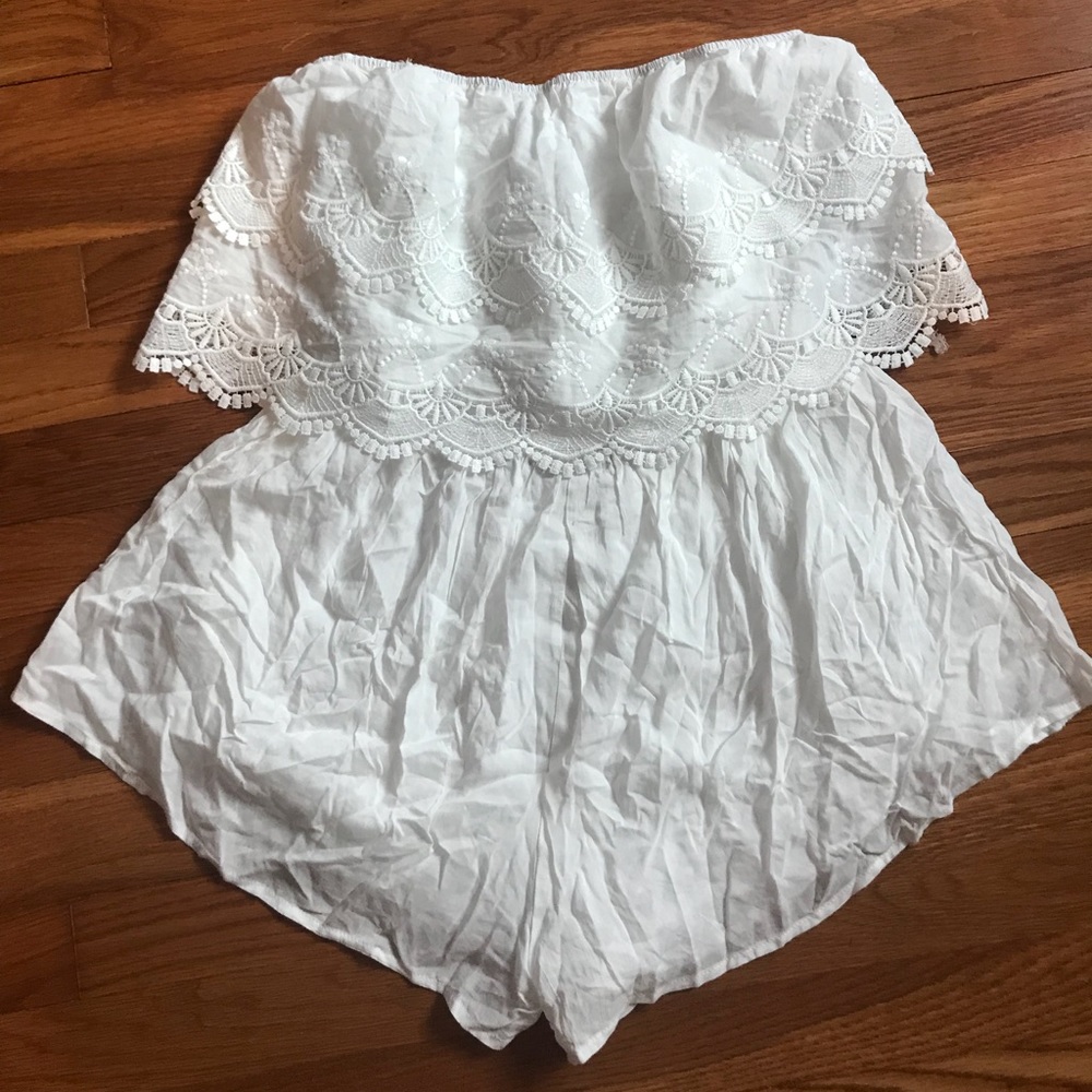 White strapless romper!
